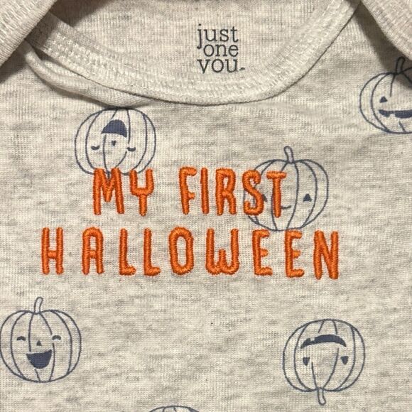 Carter's MY FIRST HALLOWEEN Gray One Piece Shirt / Top Size Pumpkins Newborn - Picture 3 of 6